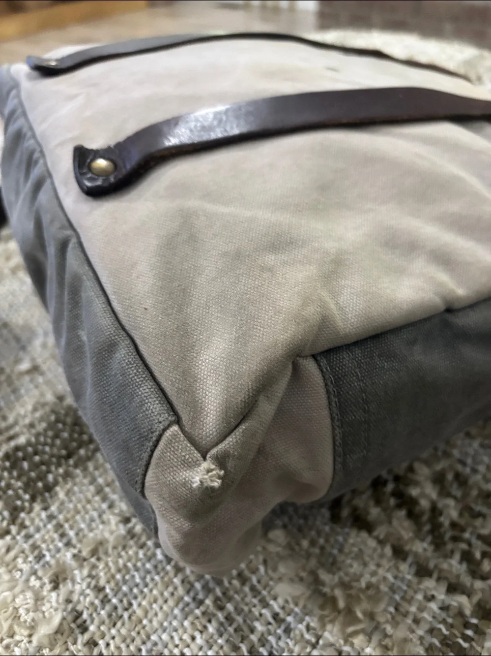 J. Stark Prospect Briefcase Canvas Messenger Waxed Rare Bag Leather Trim